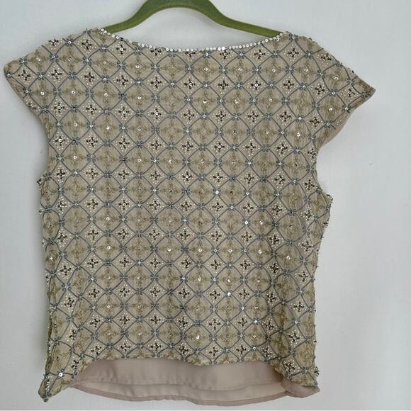 Talbots silk beaded brocade, lined, 12, sequins‎ short sleeved dressy formal top - Picture 4 of 11